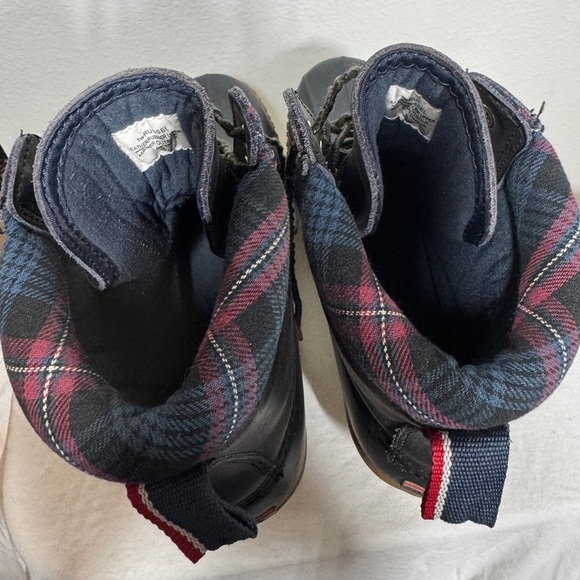 Tommy Hilfiger Russel Leather Rubber Plaid Lace Up Black Blue Duck Boots Size 9 - Picture 5 of 13